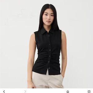 Banana Republic Factory Black Sleeveless Button-Down Shirt